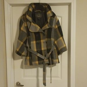 Multi Color Pea Coat Style Jacket with Belt